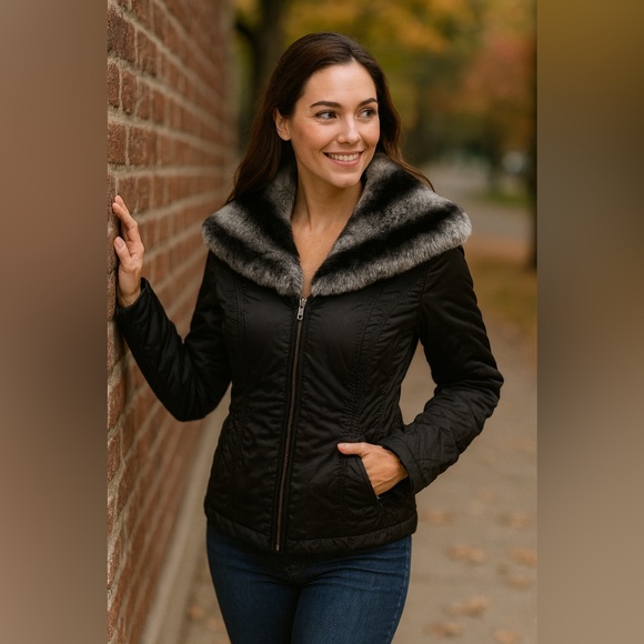 Cache Vintage Y2K women rabbit fur soft Moto jacket. Size 6 Excellent condition - Picture 1 of 8